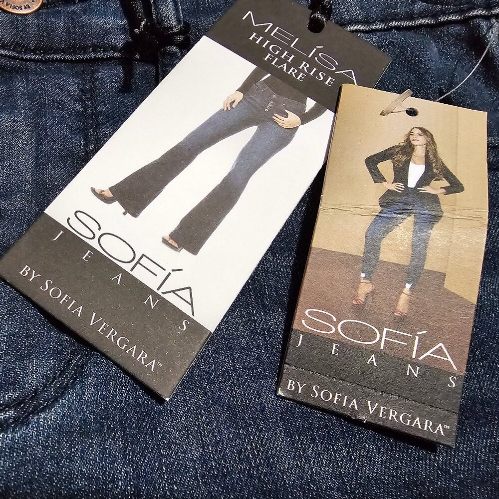 Sofia Vergara Jeans Womens Melisa High Rise Flare Leg Button Regular Fit Blue - Picture 2 of 10